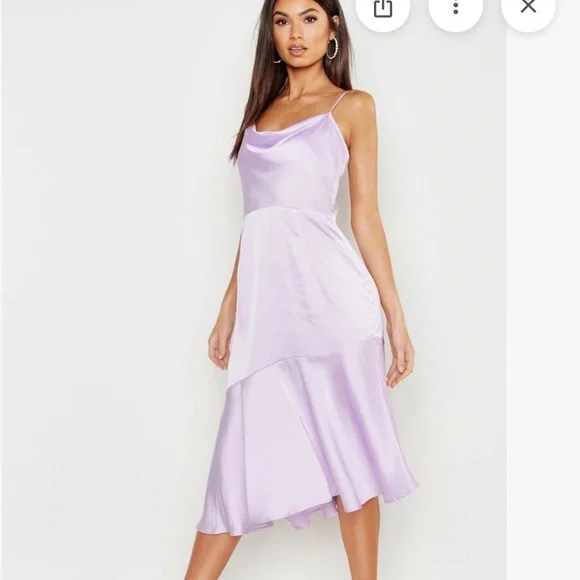 Boohoo Satin Lilac Dress Size 2 NWT - Picture 3 of 3